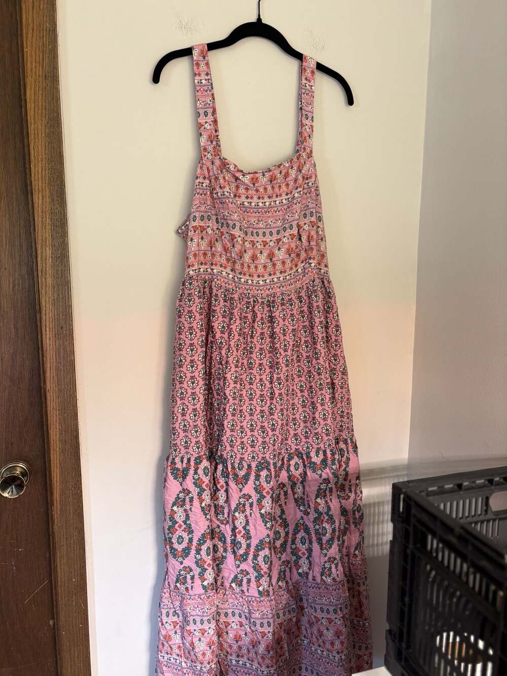 Knox Rose Women's  NWT Boho Sleeveless Pink Floral Tiered Maxi Dress Sz 1X